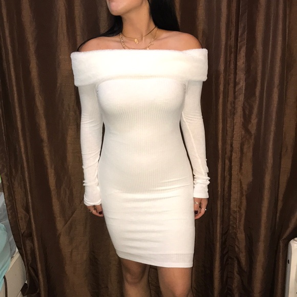 BRAND NEW!! FASHION NOVA WHITE RIBBED DRESS - Picture 1 of 6